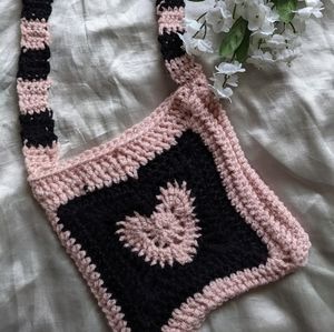 Crochet heart bag
